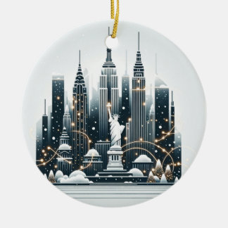 Adorno De Cerámica New York Holiday Elegance - Navidades Personalizab