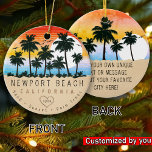 Adorno De Cerámica Newport Beach California Retro Sunset Palomas<br><div class="desc">Diseño Newport Beach California Tropical Retro Sunset. Sumérjase en la nostalgia de Newport Beach con nuestro recuerdo vintage, diseñado específicamente para turistas de vacaciones. Este diseño, que recuerda a una época pasada, resume la tranquilidad y la belleza de la cala, y sirve como un delicioso recordatorio de su escapada en...</div>