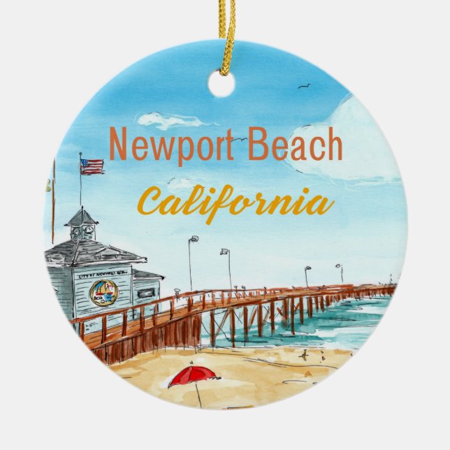 Adorno De Cerámica Newport Beach Pier Ornament (Frente)