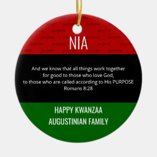 Adorno De Cerámica NIA Purpose Kwanzaa