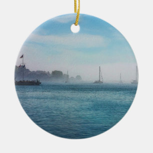 Adorno De Cerámica Niebla En El Puerto De Mackinac