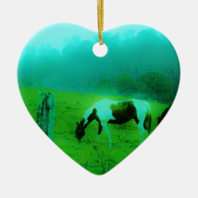 Adorno De Cerámica Niebla verde azulada Reto pintado pony Caballo (Frente)