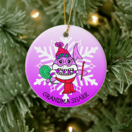 Adorno De Cerámica Nieta adorable y personalizada de tiburón y copo d