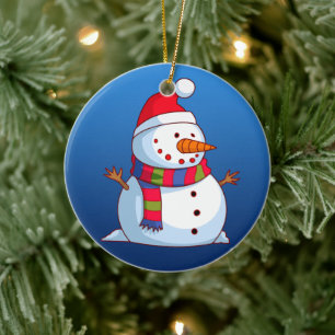 Adorno De Cerámica Nieto de Navidades blancos azules rojos
