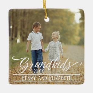 Adorno De Cerámica Nietos Navidades elegantes foto personalizada