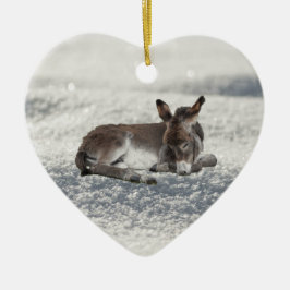 Adorno De Cerámica Nieve de bebé en burro