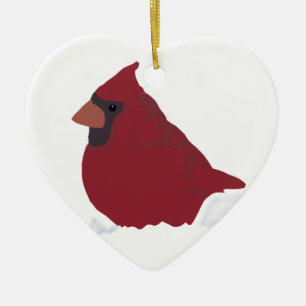 Adorno De Cerámica Nieve de invierno del Cardenal Rojo