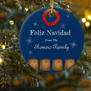 Adorno De Cerámica Nieve de luminaria farolito Zia