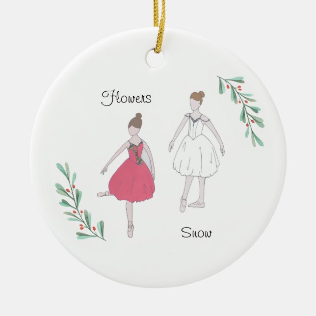 Adorno De Cerámica Nieve/Flores de personalizable y pediculoide (Frente)