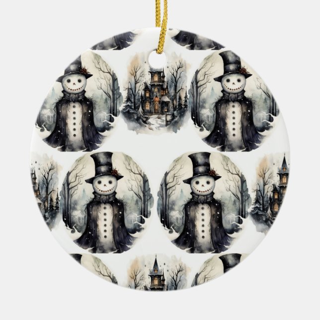 Adorno De Cerámica Nieve gótica de invierno (Frente)