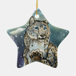 Adorno De Cerámica Nieve Leopard~ornament