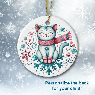 Adorno De Cerámica Nieve mucho Navidades divertidos Gato Kitty