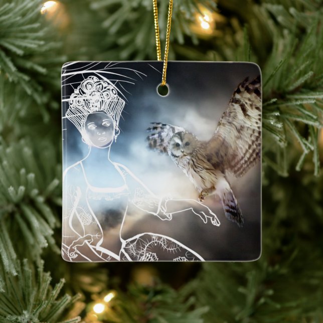 Adorno De Cerámica Night Owl (Árbol)