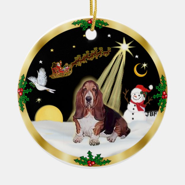 Adorno De Cerámica NightFlight - Basset Hound (Frente)