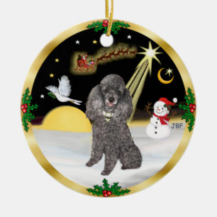 Adorno De Cerámica NightFlight- Caniche Miniatura o Juguete Plateado
