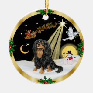 Adorno De Cerámica NightFlight- Cavalier King Charles (negro-tan)