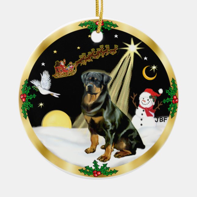 Adorno De Cerámica NightFlight - Rottweiler (Frente)