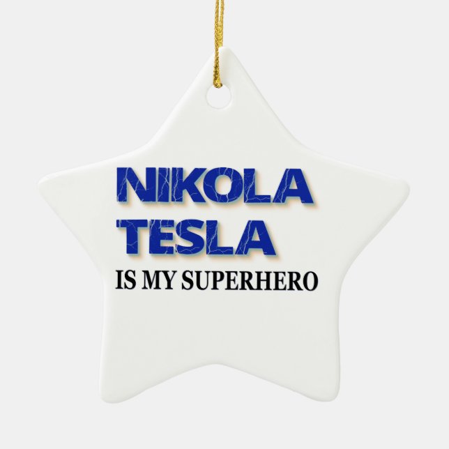 Adorno De Cerámica Nikola Tesla Es Mi Superhéroe (Frente)