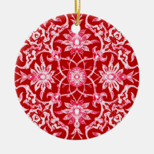 Adorno De Cerámica Nilo chino de Art Nouveau - rojo profundo