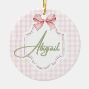 Adorno De Cerámica Niña Abigail Personalizada Bow&Gingham