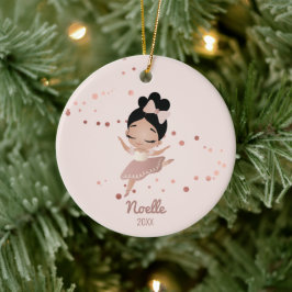 Adorno De Cerámica Niña Ballerina con Bow, oro Rosa