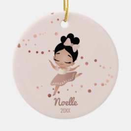 Adorno De Cerámica Niña Ballerina con Bow, oro Rosa