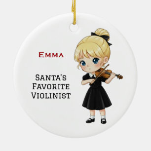 Adorno De Cerámica Niña Bonita Personalizada Tocando el Violín