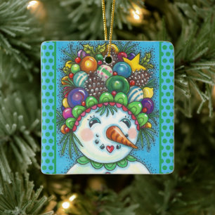 ADORNO DE CERÁMICA NIÑA CUIDADA EN NAVIDADES FIESTA GORRA, COLORIDA