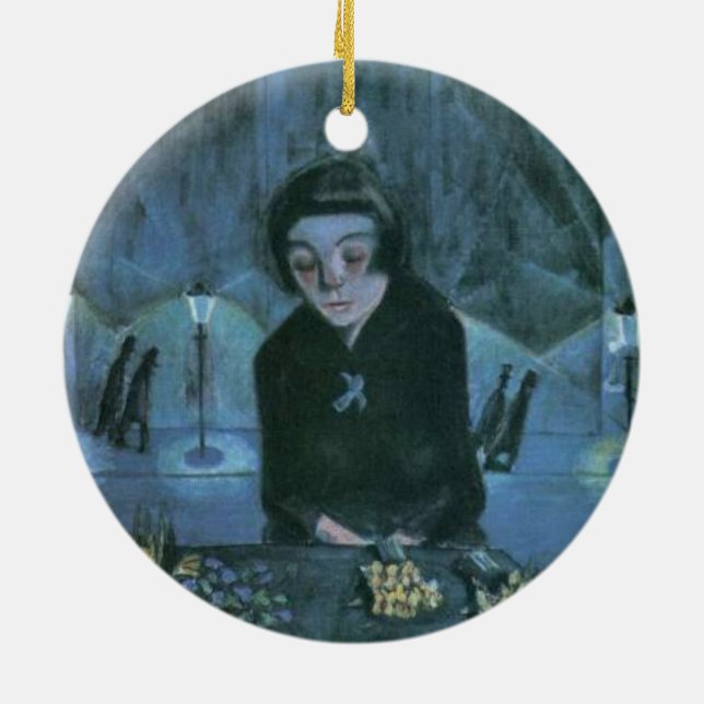 Adorno De Cerámica Niña de Flor Canalizada (por Walter Gramatté) (Atrás)