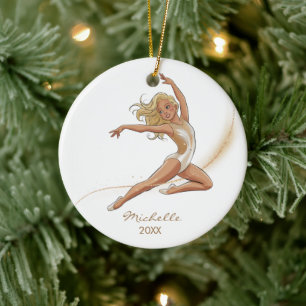 Adorno De Cerámica Niña de gimnasia personalizada Navidad