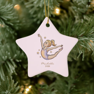 Adorno De Cerámica Niña de gimnasia personalizada Navidad