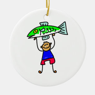 Adorno De Cerámica Niña de peces