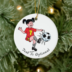 Adorno De Cerámica Niña jugando fútbol