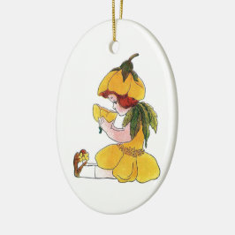 Adorno De Cerámica Niña linda divertida del niño de flor del