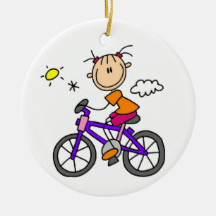 Adorno De Cerámica Niña montando bicicleta