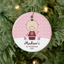 Adorno De Cerámica Niña Niña Navidades primero personalizadas