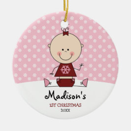 Adorno De Cerámica Niña Niña Navidades primero personalizadas