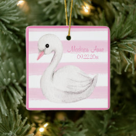 Adorno De Cerámica Niña Swan Girly Guión Rosa Personalizado