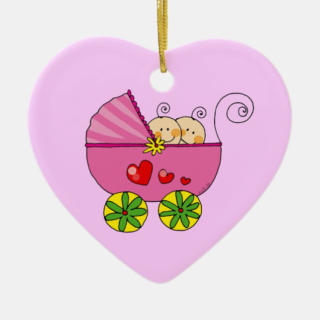 Adorno De Cerámica Niñas gemelas (Frente)