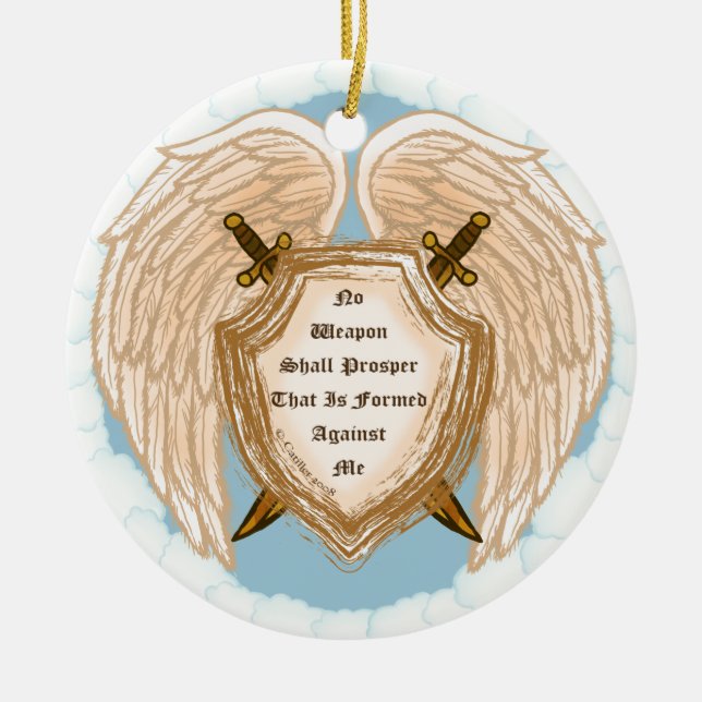 Adorno De Cerámica Ningún arma cristiana prosperará (Frente)