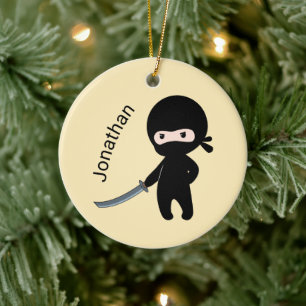 Adorno De Cerámica Ninja enojado pequeño, nombre personalizado en am