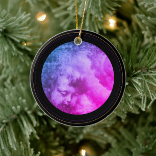 Adorno De Cerámica Niño Angélico vintage y cielo tormentoso/Navidad