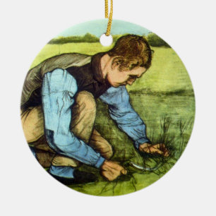 Adorno De Cerámica Niño cortando hierba con hoz de Vincent van Gogh