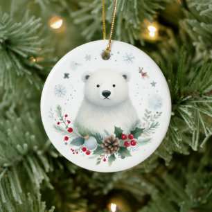 Adorno De Cerámica Niño de oso polar lindo, primera Navidad