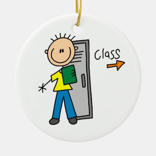 Adorno De Cerámica Niño en la escuela (Frente)