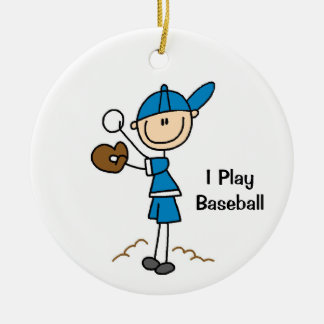 Adorno De Cerámica Niño Figura de Palo Jugador de Béisbol