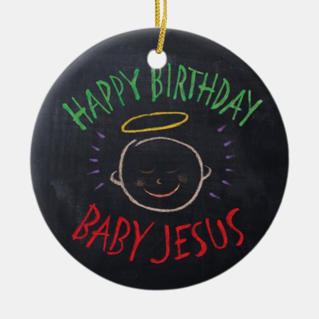 Adorno De Cerámica Niño Jesús de cumpleaños - Navidades religiosos ha (Frente)