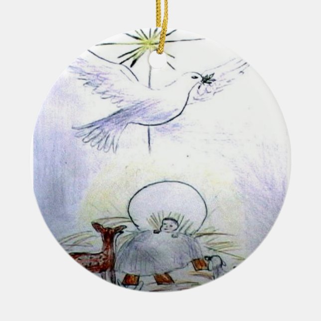 Adorno De Cerámica niño Jesús de la paloma (Frente)