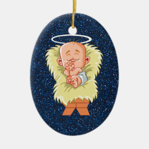Adorno De Cerámica Niño Jesús en Manger