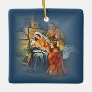 Adorno De Cerámica Niño Jesús, María y José~La Sagrada Familia~Ángel